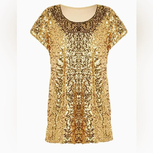 Pretty guide women’s sequin shirt. Short sleeve. Size Medium. NWT - Picture 6 of 8